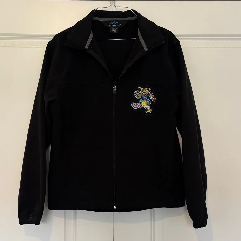 Tri-Mountain Zip Performance Jacket Psychedelic Grateful Dead Dancing Bear Patch
